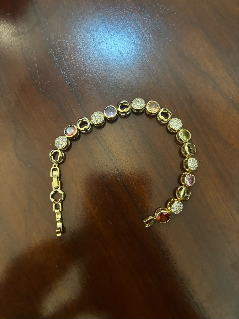 Gold-tone Multi-Gemstone Tennis Bracelet - Multi Color